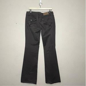 Fishbone Pants Brown Flared Leg Low Rise Flap Back Pocket Stitching Denim‎ Sz 31